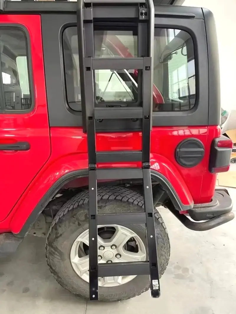 Heavy Duty Side Ladder Match With Roof Rack Platform for Jeep Wrangler JK JL