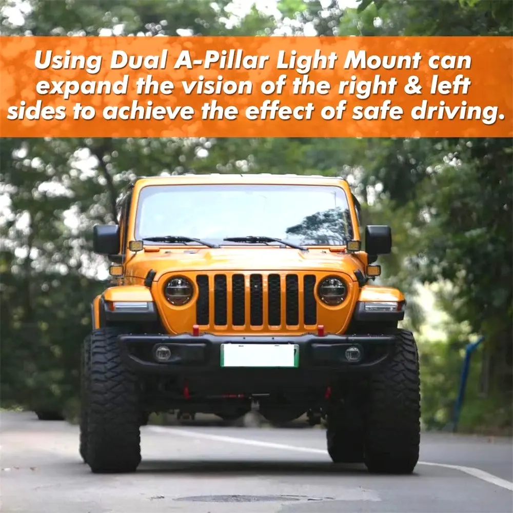 TENGQIAN Dual A-Pillar Light Mounting Brackets 05 TENGQIAN Dual A-Pillar Light Mounting Brackets For Jeep Wrangler Accessories